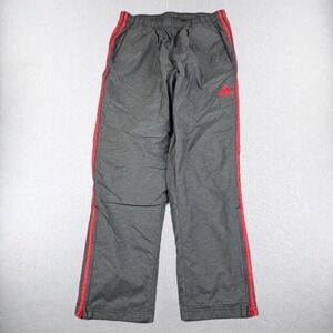 Adidas Track Pants Mens XL Gray Red Three Stripe Ankle Zip Athletic Joggers